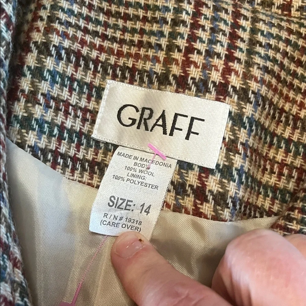 Gray 100% wool Checkered Blazer by Graff